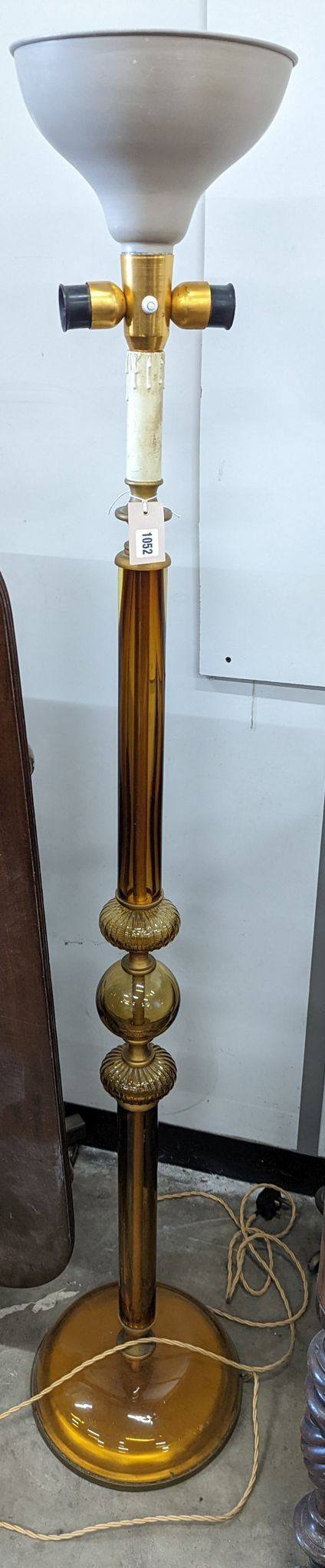 A Murano amber glass standard lamp, height 174cm